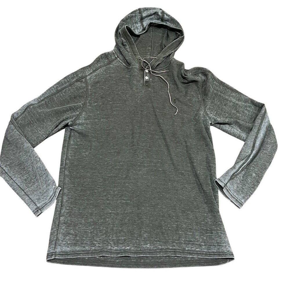 Volcom Hoodie Mens XL Green Heather Henley Long Sleeve Thermal Waffle Knit